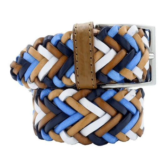 Cintura donna in cuoio intrecciata a mano con fibbia artigianale - Peonia