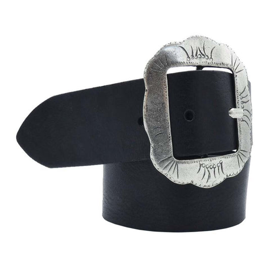 Cintura 4cm Kandinski 100% cuoio conciato al vegetale con fibbia artigianale fiore