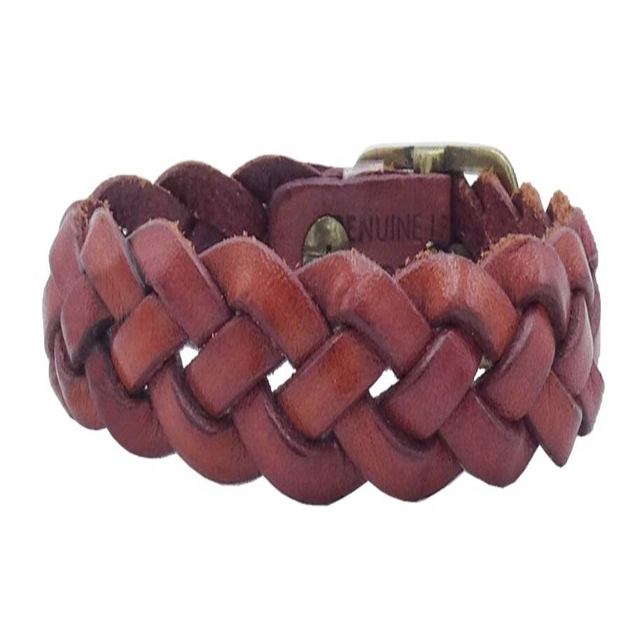 Bracciale donna Mediterraneo in cuoio Intrecciato 1.5cm con chiusura regolabile