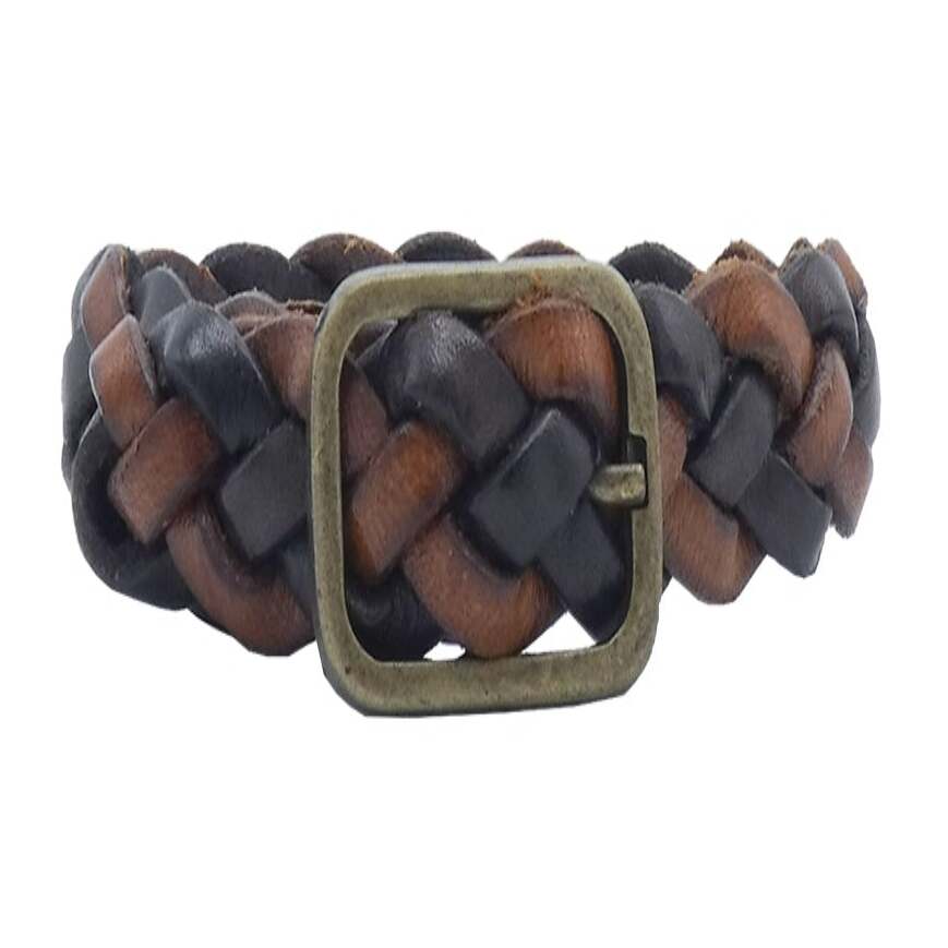 Bracciale donna Mediterraneo in cuoio Intrecciato 1.5cm con chiusura regolabile