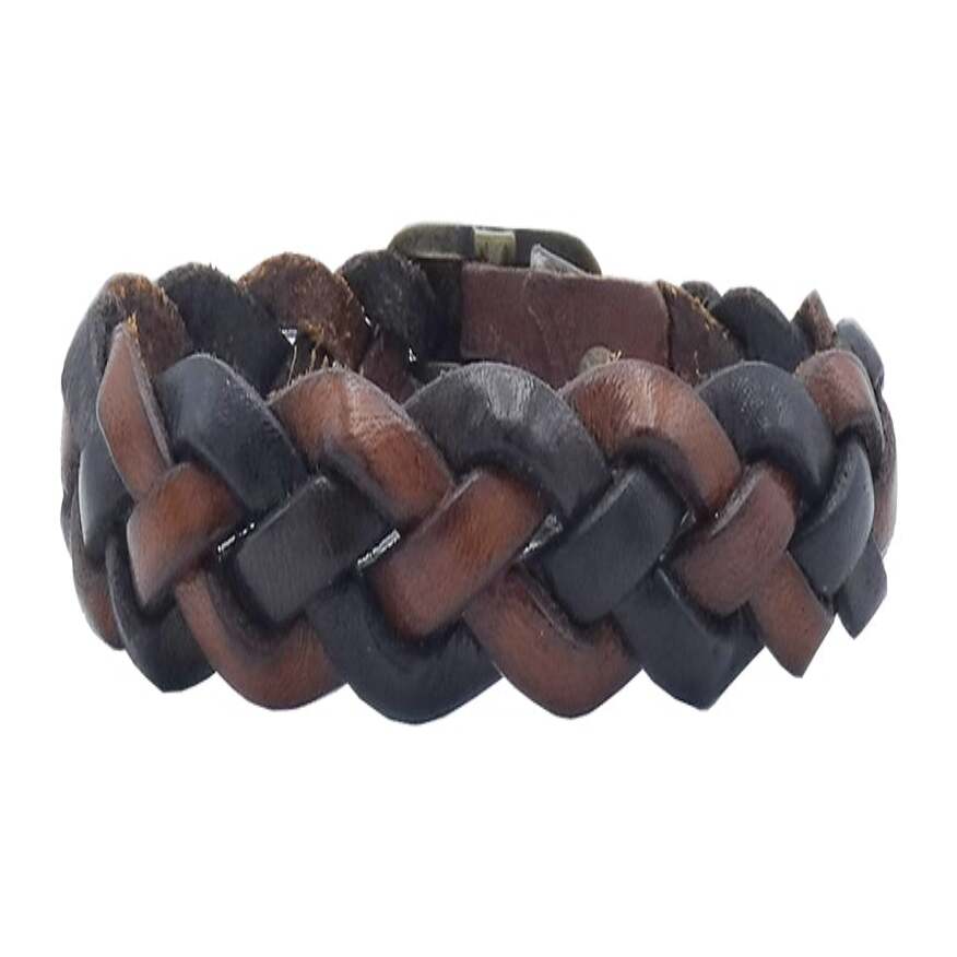 Bracciale donna Mediterraneo in cuoio Intrecciato 1.5cm con chiusura regolabile