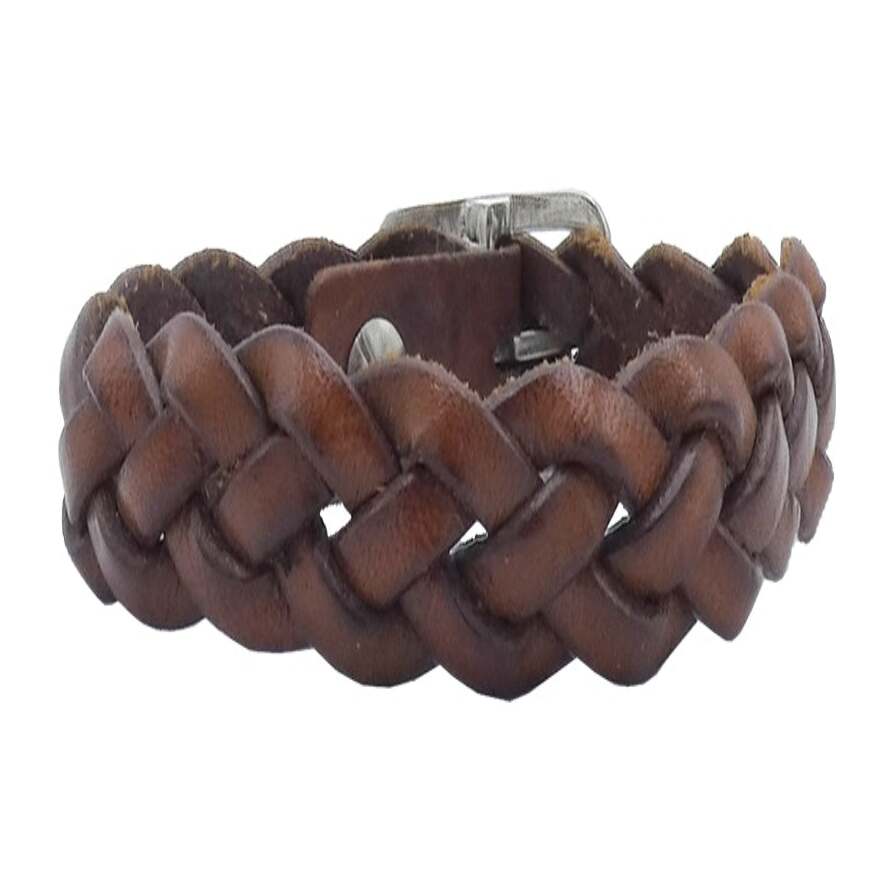 Bracciale donna Mediterraneo in cuoio Intrecciato 1.5cm con chiusura regolabile