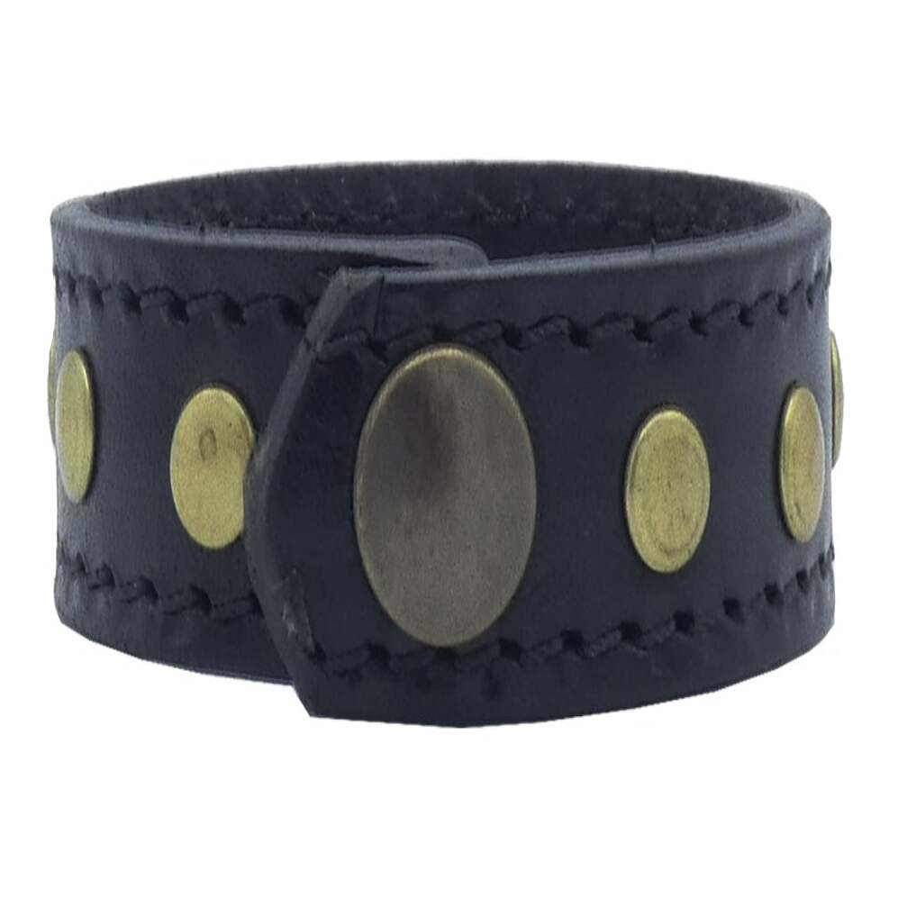 Bracciale in cuoio Alpi cm2 con borchie ottone antico e nickel lucido