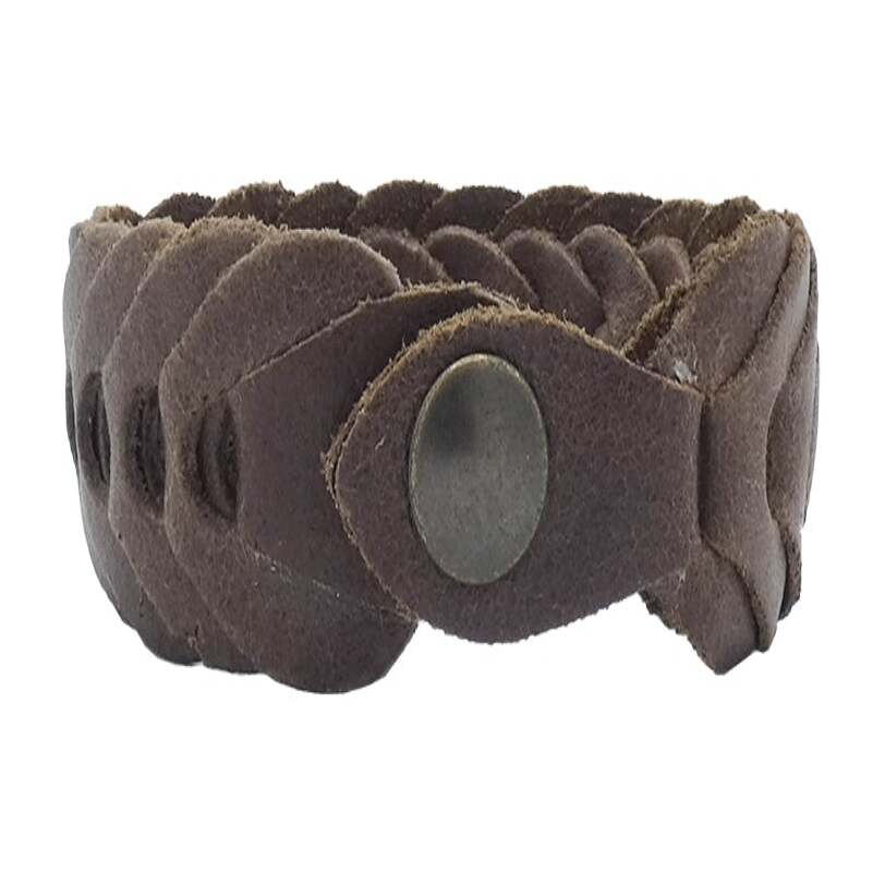Bracciale Arno in pelle artigianale intrecciato a mano 2.5cm