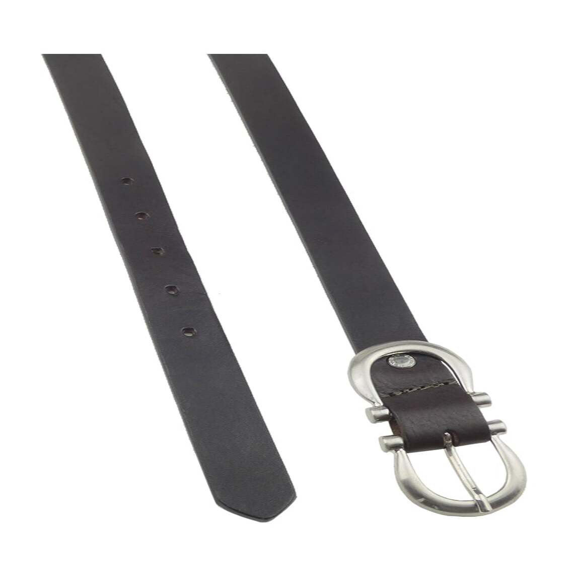 Cintura in cuoio Degas da 2.5cm con fibbia in zama nickel satinato