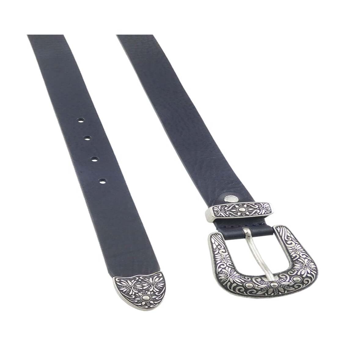 Cintura in cuoio Dalì 3cm con fibbia in zama argento antico