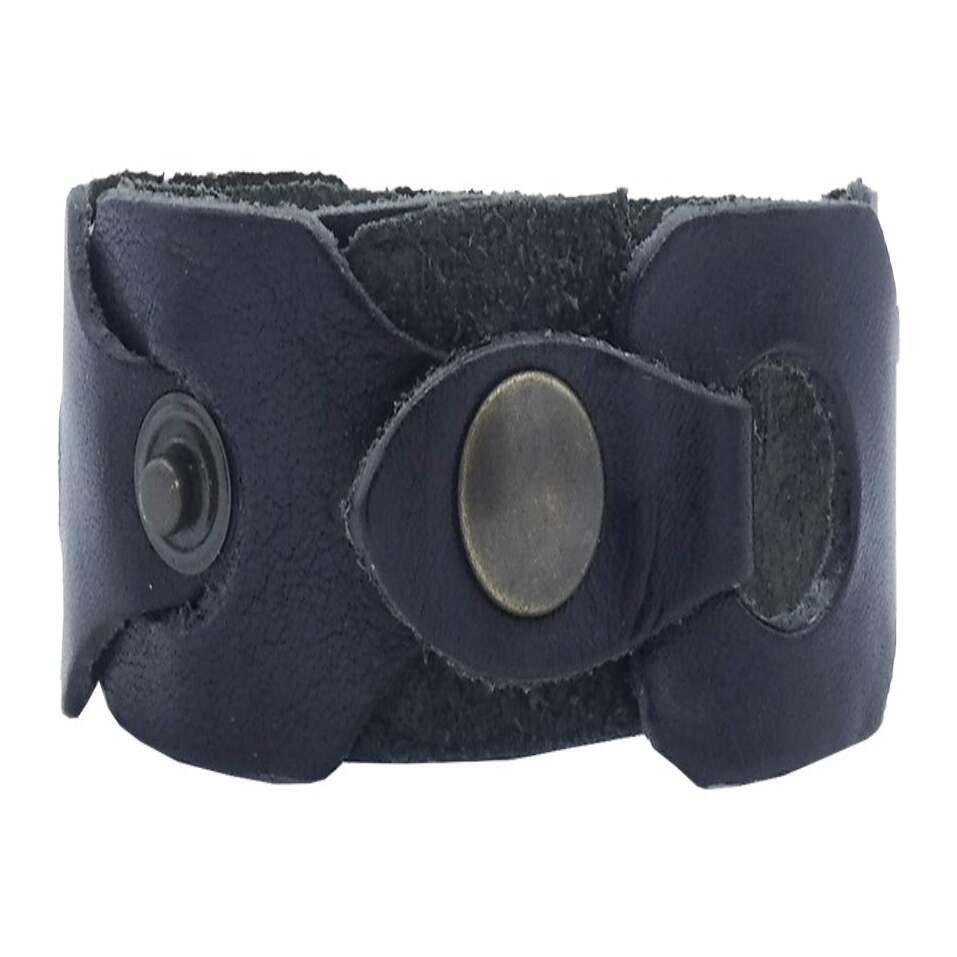 Bracciale in cuoio intrecciato a mano con borchie ottone antico da 3 cm - Dolomiti