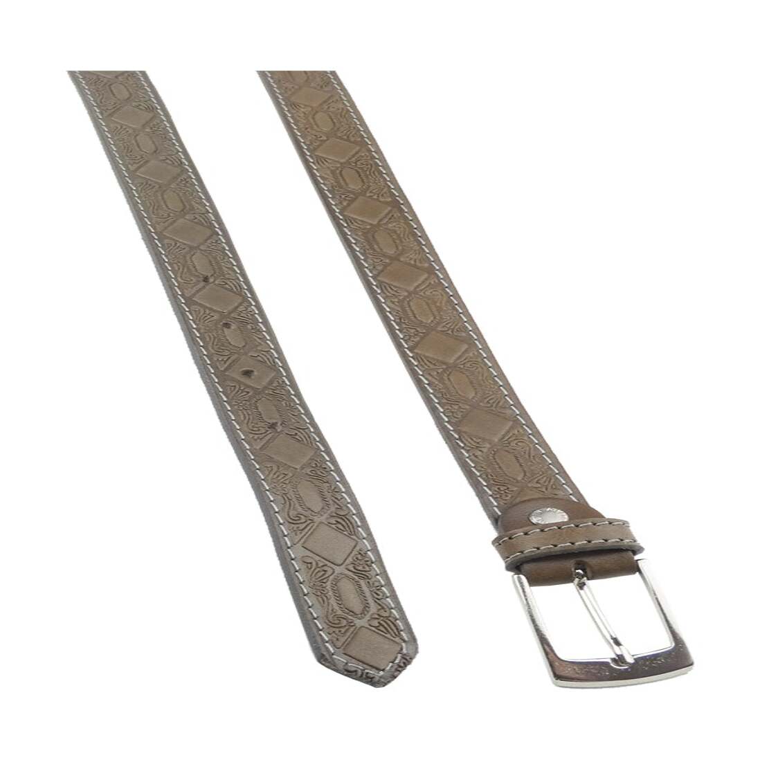Cintura Donna De Chirico in Cuoio Stampato a Mano con Fibbia in Zama Nickel Satinato