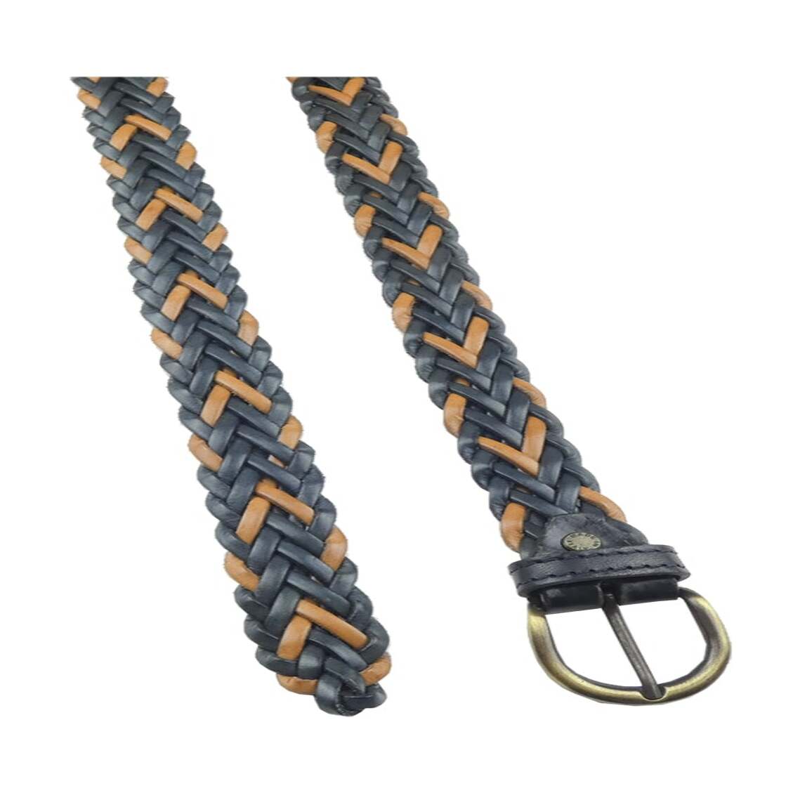 Cintura in cuoio intrecciata a mano con fibbia artigianale in zama - Giglio