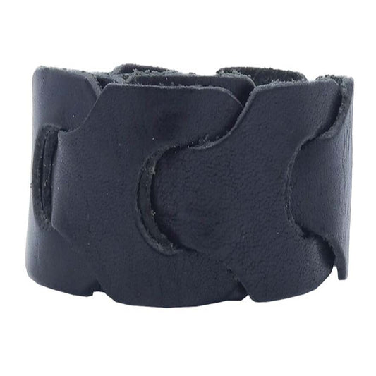 Bracciale in cuoio intrecciato a mano, chiusura regolabile in bronzo antico