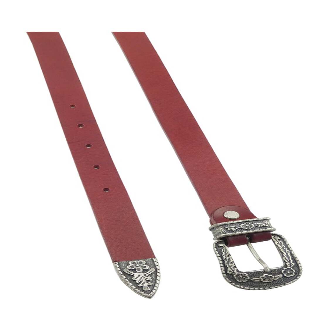 Cintura in cuoio Gauguin da 2.5cm con fibbia e passante in zama argento antico