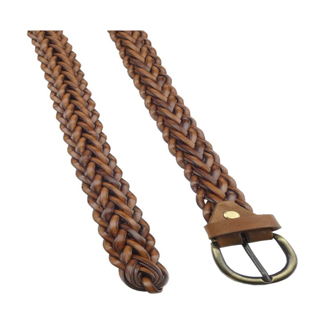 Cintura in pelle intrecciata a mano con fibbia artigianale - Iris