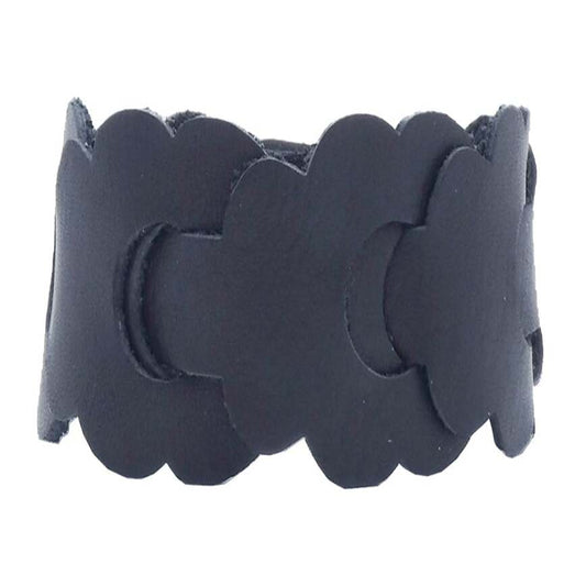 Bracciale Iseo in cuoio intrecciato con motivo floreale 3cm