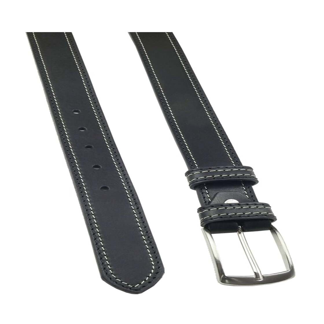 Cintura in cuoio Positano da 3.5cm con doppia cucitura e fibbia artigianale Made in Italy