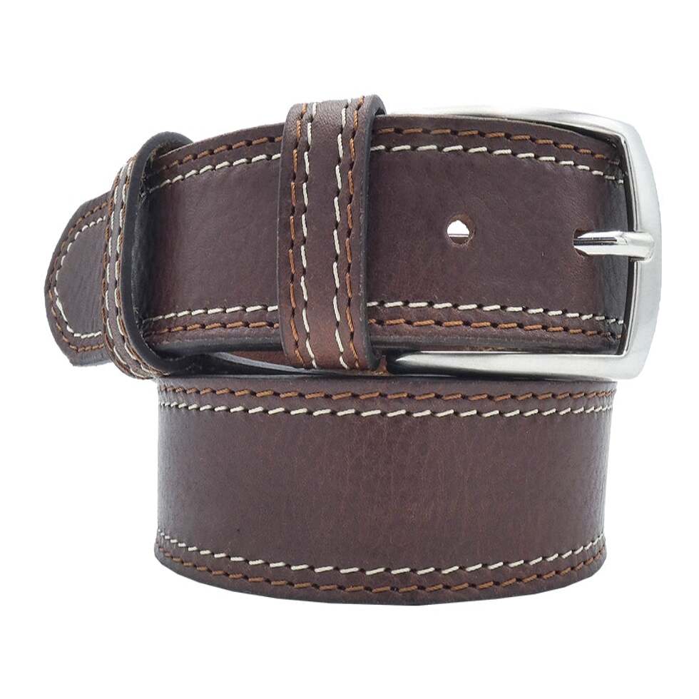 Cintura in cuoio Positano da 3.5cm con doppia cucitura e fibbia artigianale Made in Italy