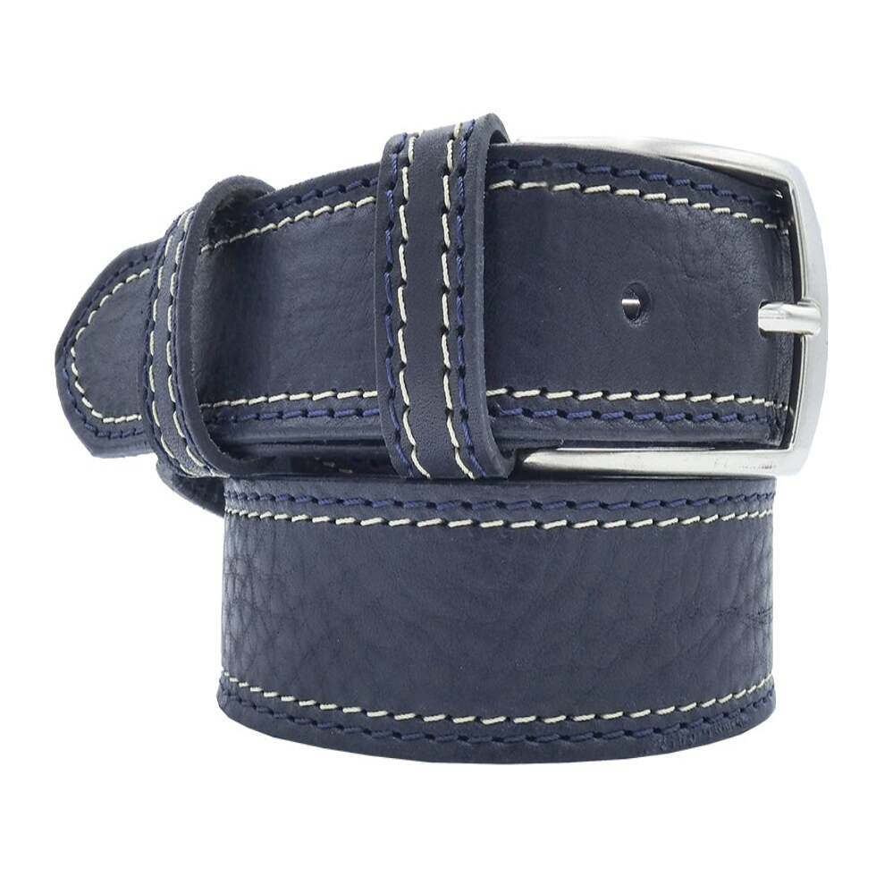 Cintura in cuoio Positano da 3.5cm con doppia cucitura e fibbia artigianale Made in Italy