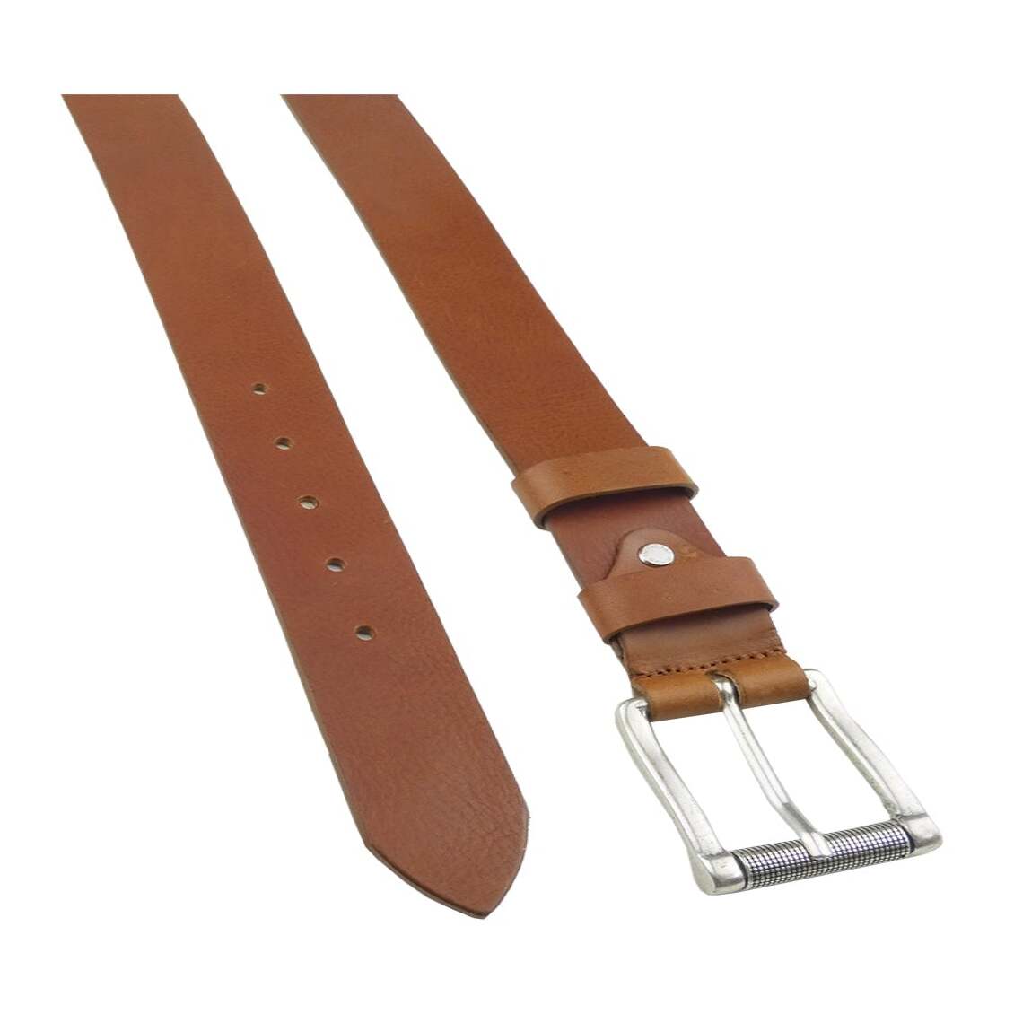 Cintura in cuoio Roma da 4cm con fibbia artigianale zama rullo mobile zigrinato argento antico