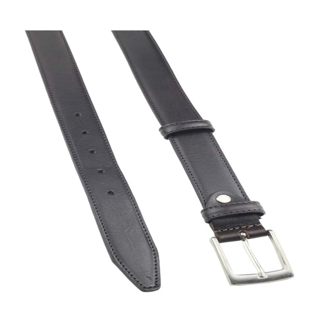 Cintura in cuoio doppia pelle bombata con fibbia artigianale in zama satinato - Torino