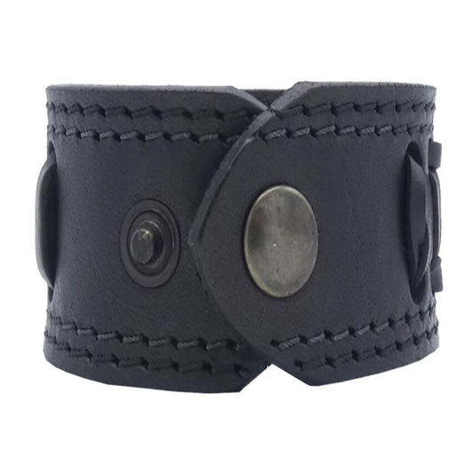 Bracciale in cuoio doppio intrecciato a mano con chiusura in bronzo antico - Terra