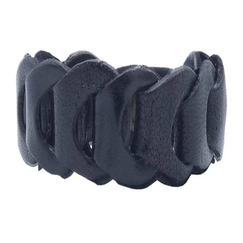 Bracciale Tevere in cuoio intrecciato a mano chiusura clip bronzo