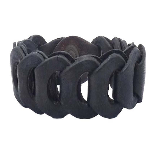 Bracciale Tevere in cuoio intrecciato a mano chiusura clip bronzo