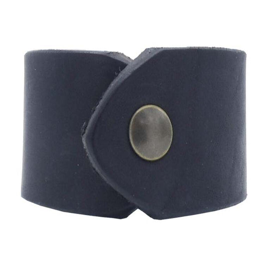 Bracciale in cuoio 4cm, chiusura clip regolabile bronzo antico, 100% cuoio conciato vegetale, made in Italy, variante nero