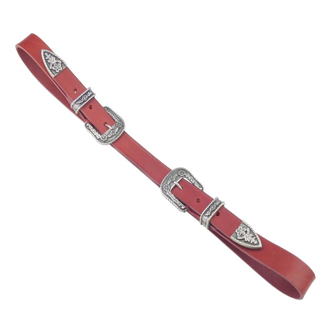 Cintura Caravaggio in Cuoio da 2.5cm con doppia fibbia in zama argento antico