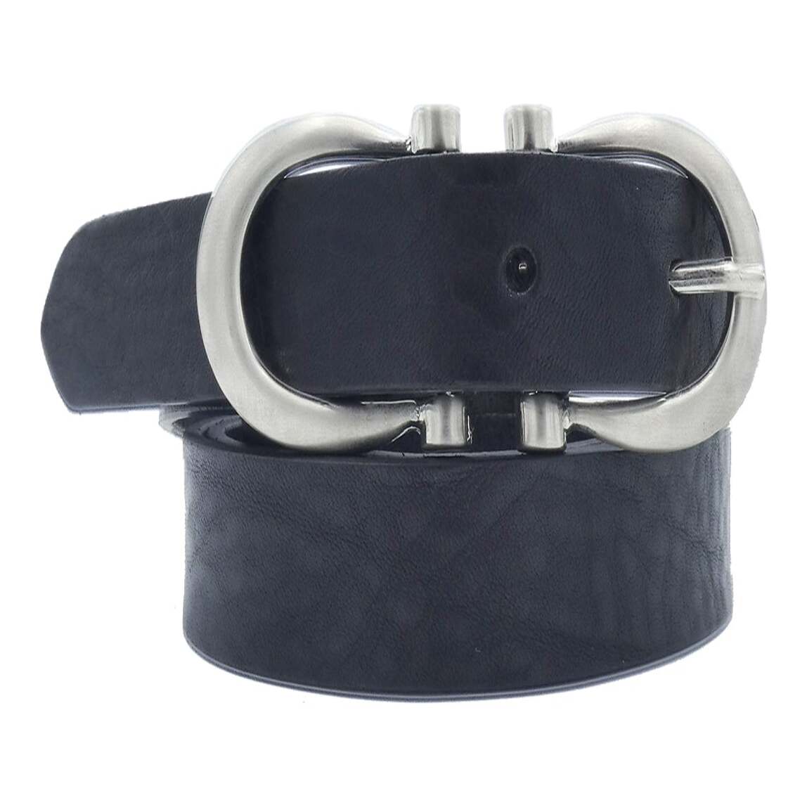 Cintura in cuoio Degas da 2.5cm con fibbia in zama nickel satinato