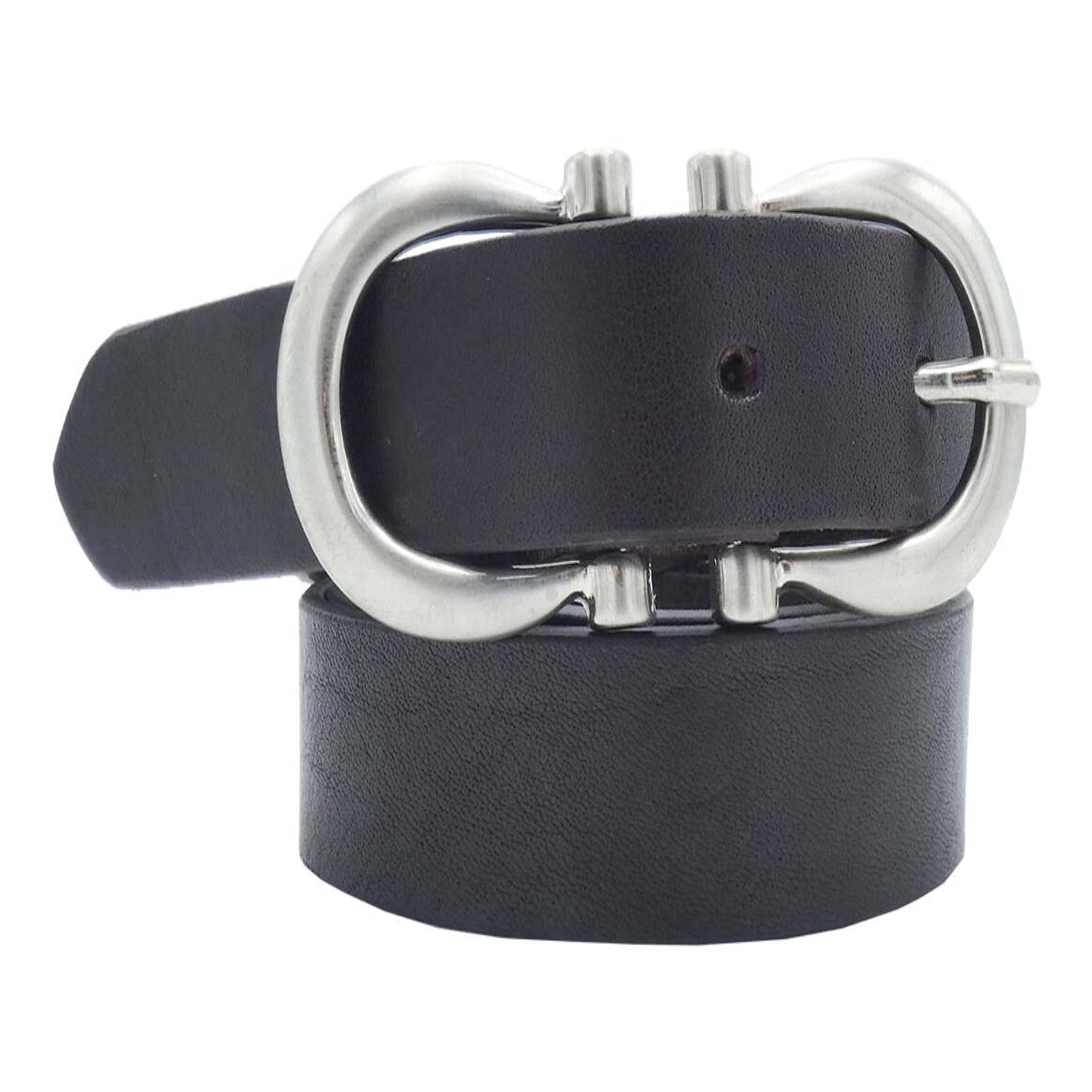 Cintura in cuoio Degas da 2.5cm con fibbia in zama nickel satinato