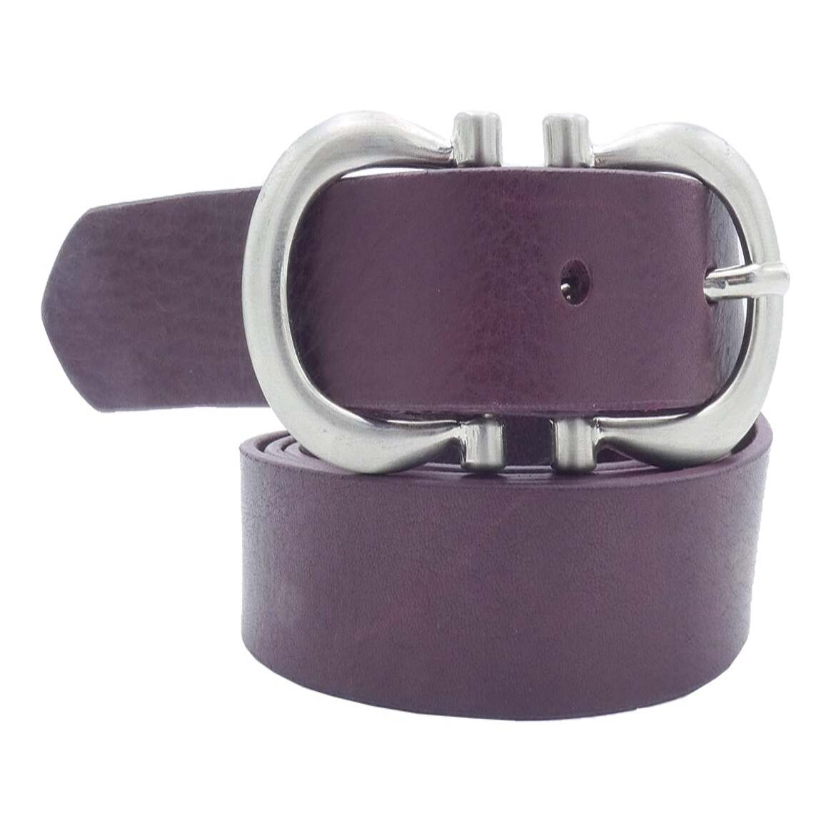Cintura in cuoio Degas da 2.5cm con fibbia in zama nickel satinato