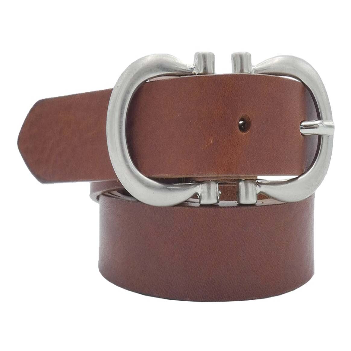 Cintura in cuoio Degas da 2.5cm con fibbia in zama nickel satinato