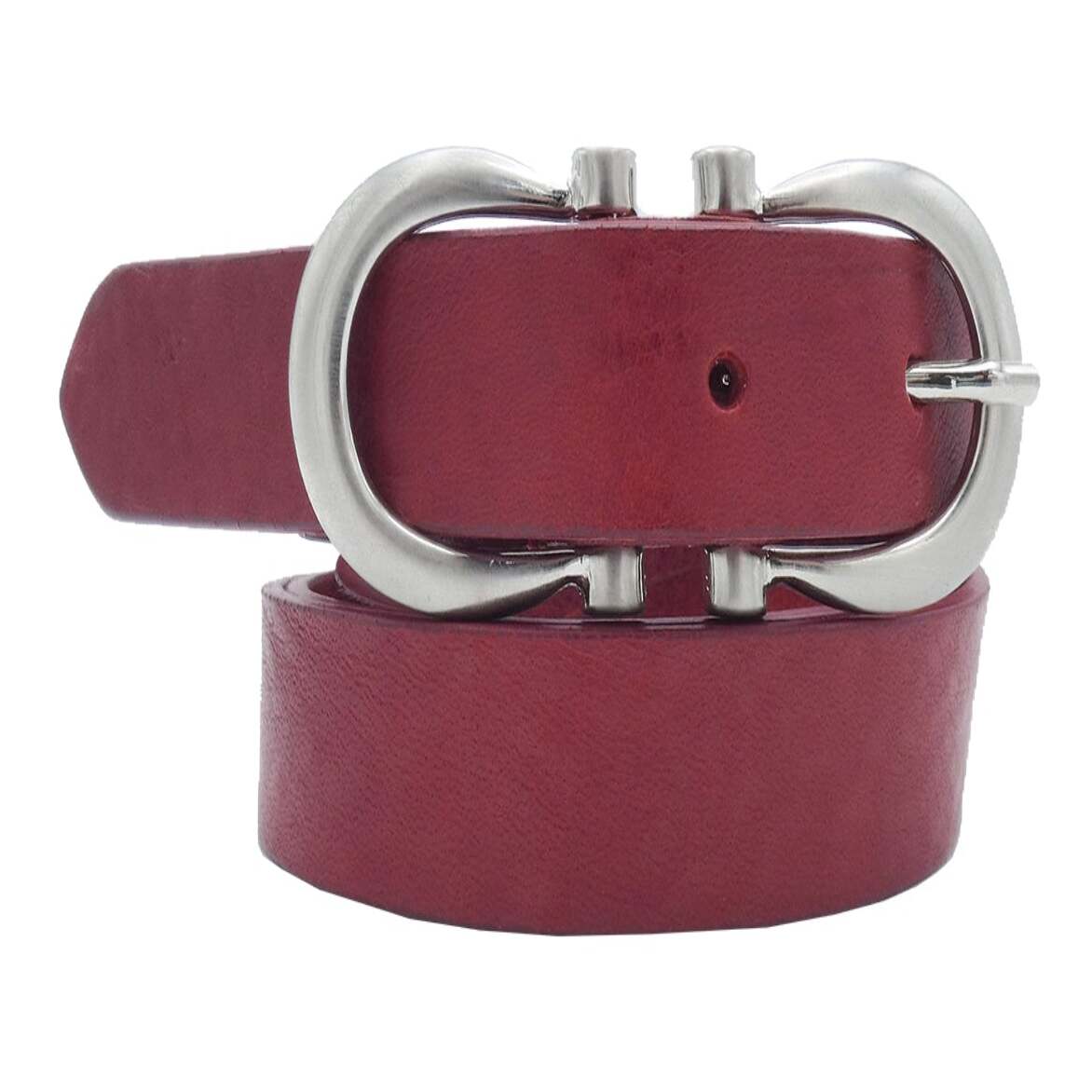 Cintura in cuoio Degas da 2.5cm con fibbia in zama nickel satinato