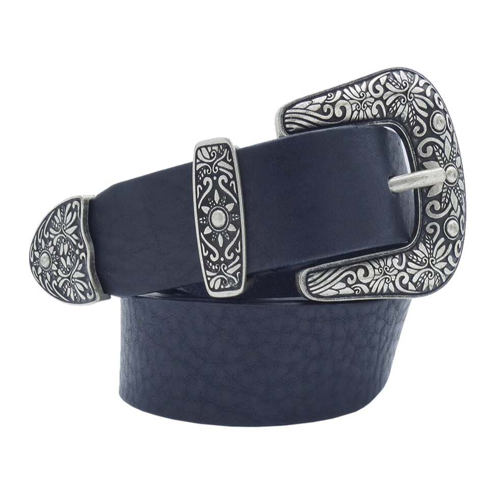 Cintura in cuoio Dalì 3cm con fibbia in zama argento antico