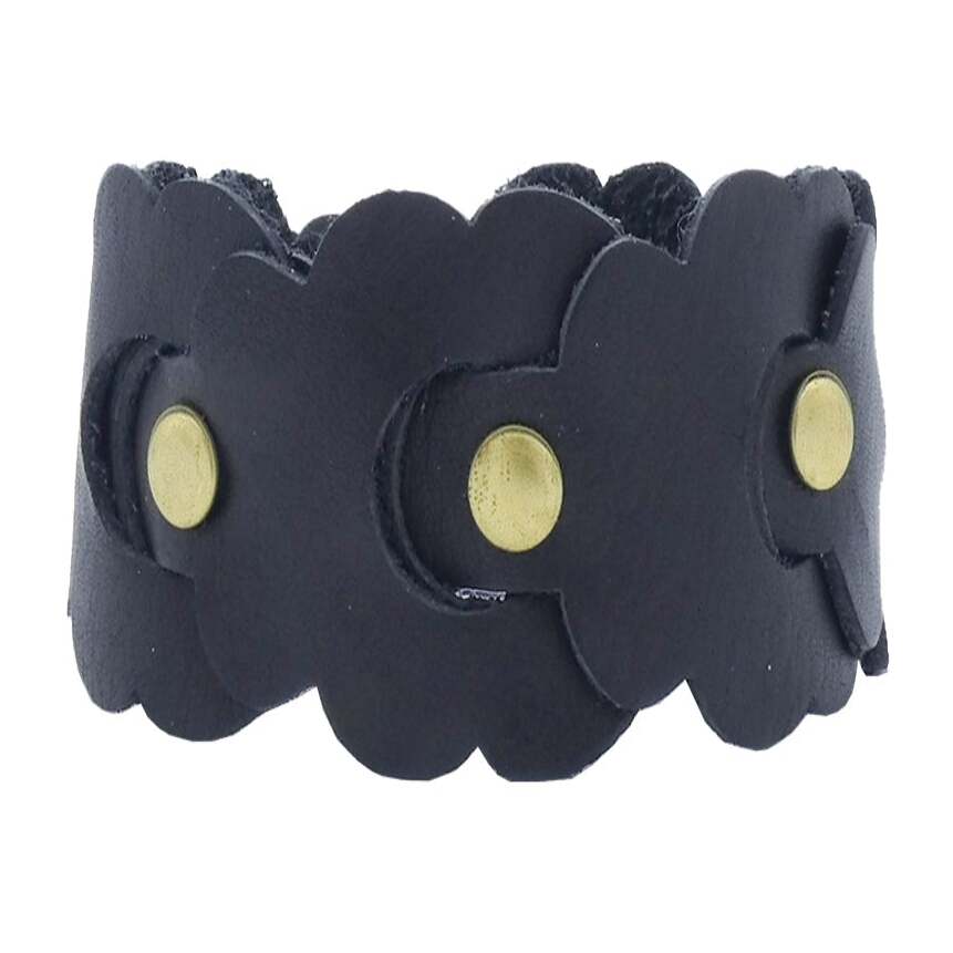 Bracciale in cuoio intrecciato a mano con borchie ottone antico - Everest