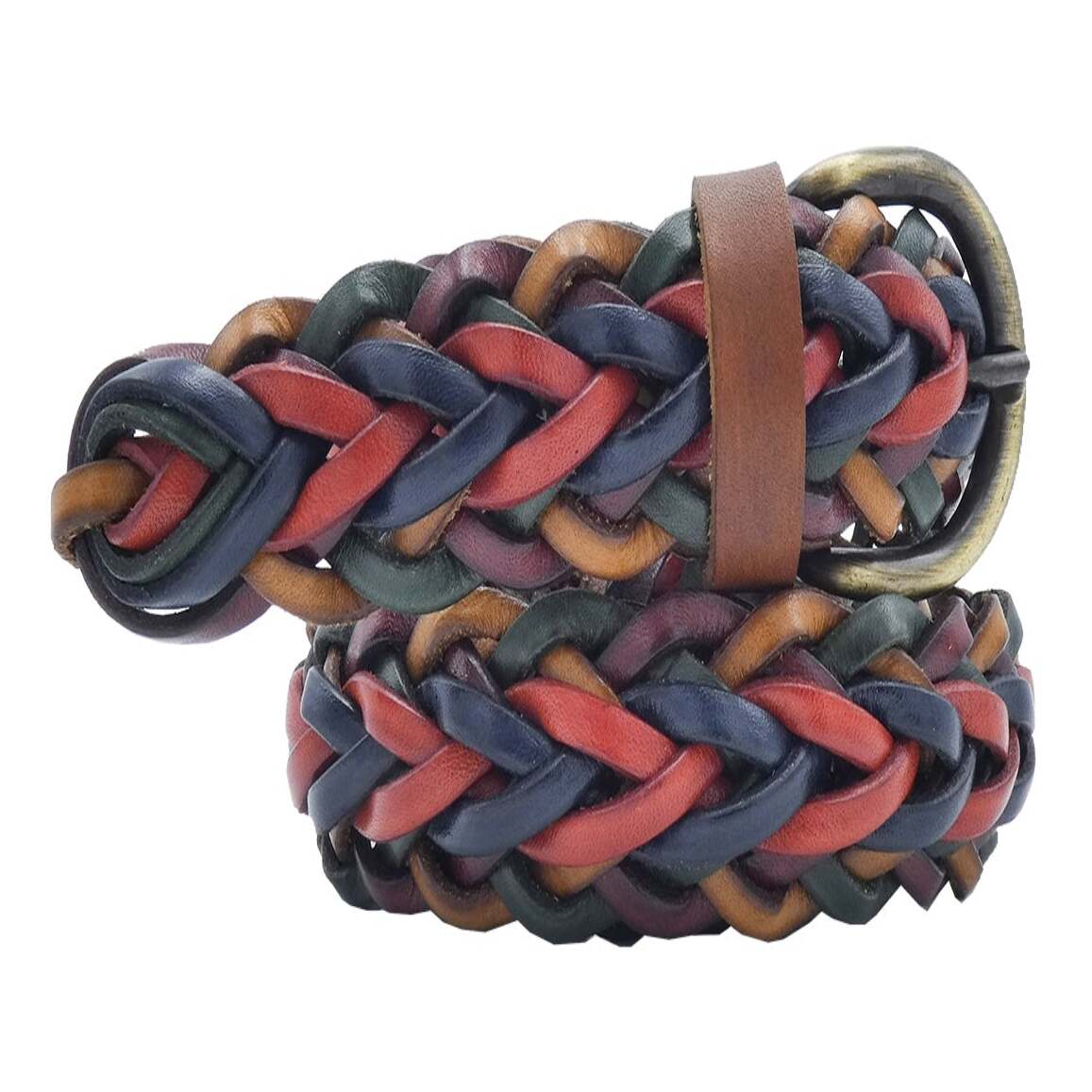 Cintura in pelle intrecciata a mano con fibbia artigianale - Iris