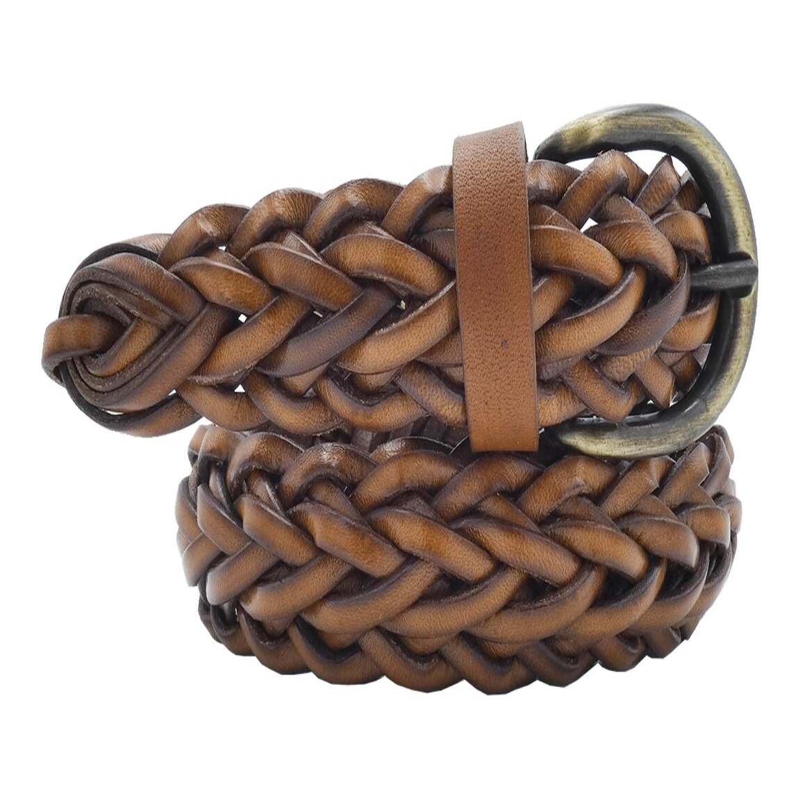 Cintura in pelle intrecciata a mano con fibbia artigianale - Iris
