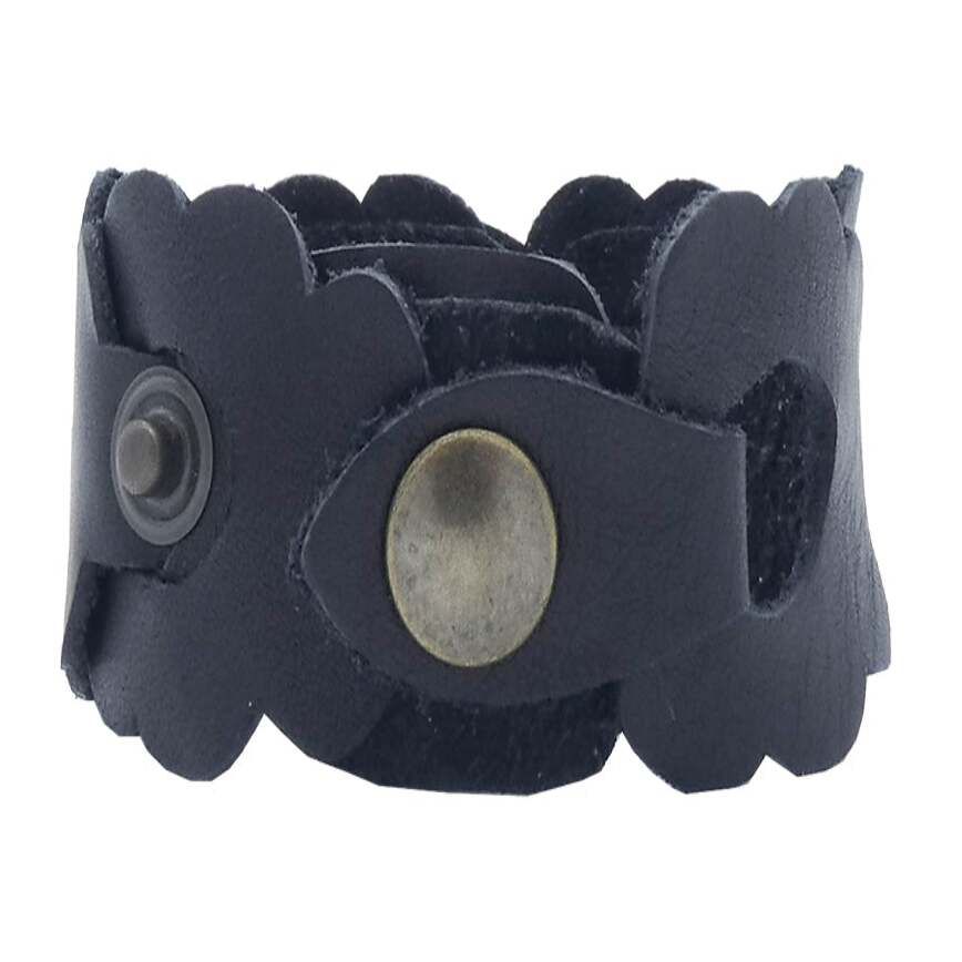 Bracciale Iseo in cuoio intrecciato con motivo floreale 3cm