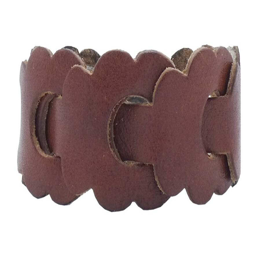 Bracciale Iseo in cuoio intrecciato con motivo floreale 3cm