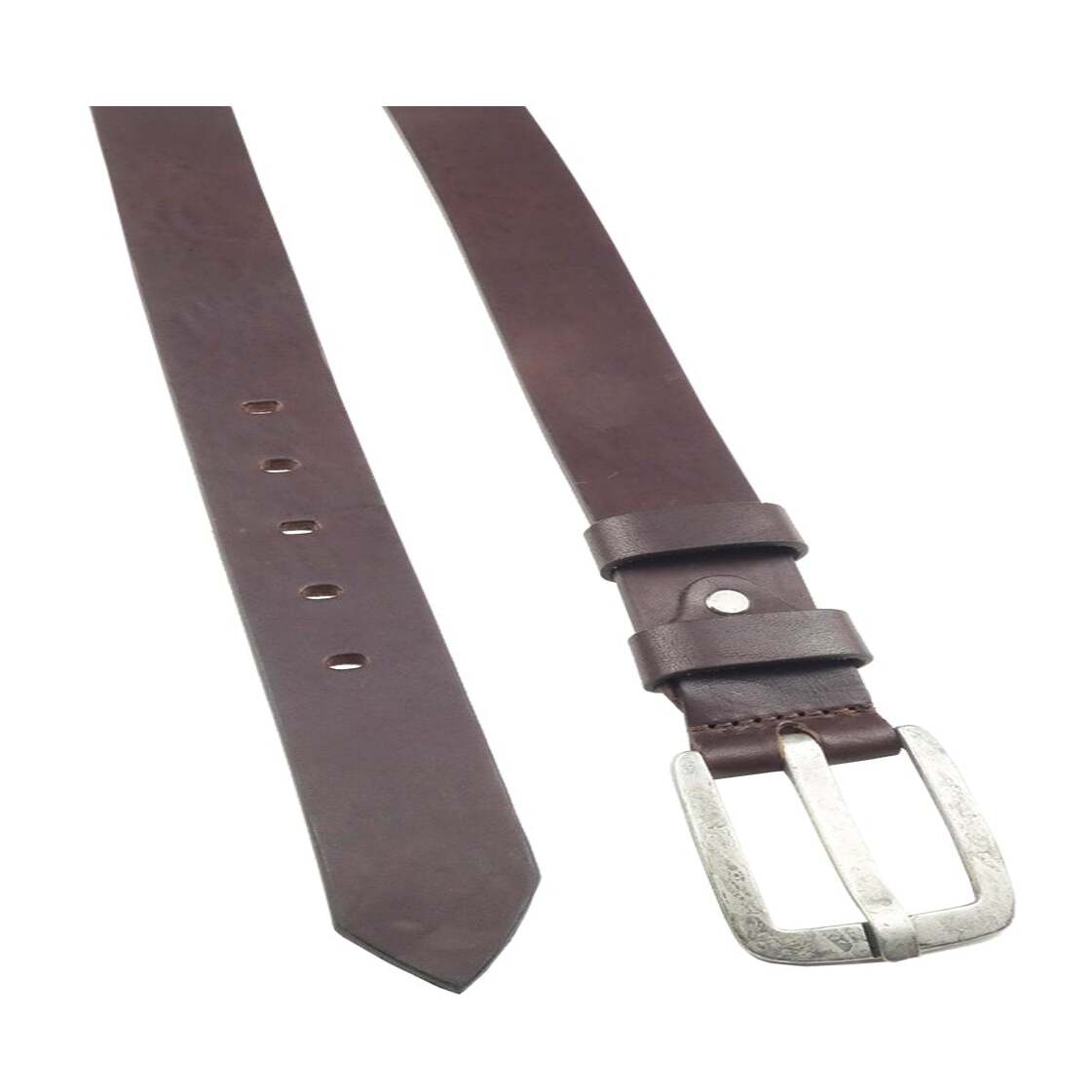 Cintura in cuoio Milano da 4cm con fibbia artigianale zama argento antico