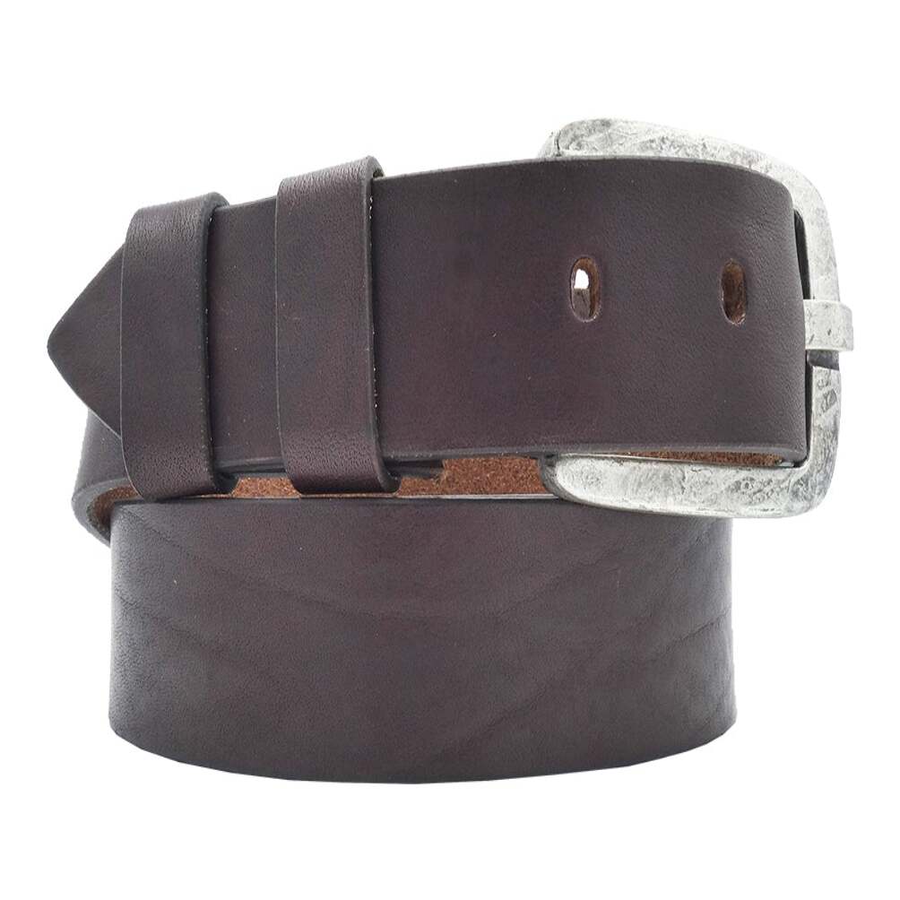 Cintura in cuoio Milano da 4cm con fibbia artigianale zama argento antico