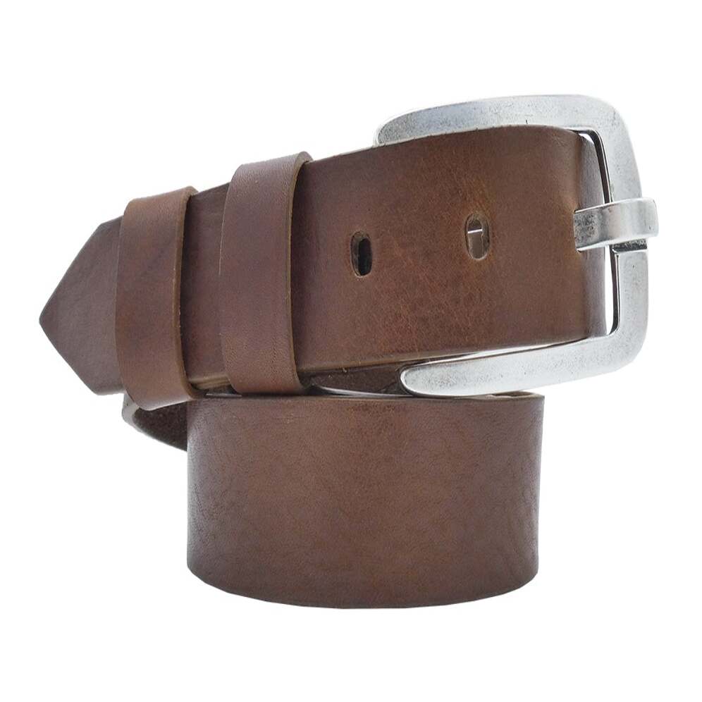 Cintura in cuoio Milano da 4cm con fibbia artigianale zama argento antico