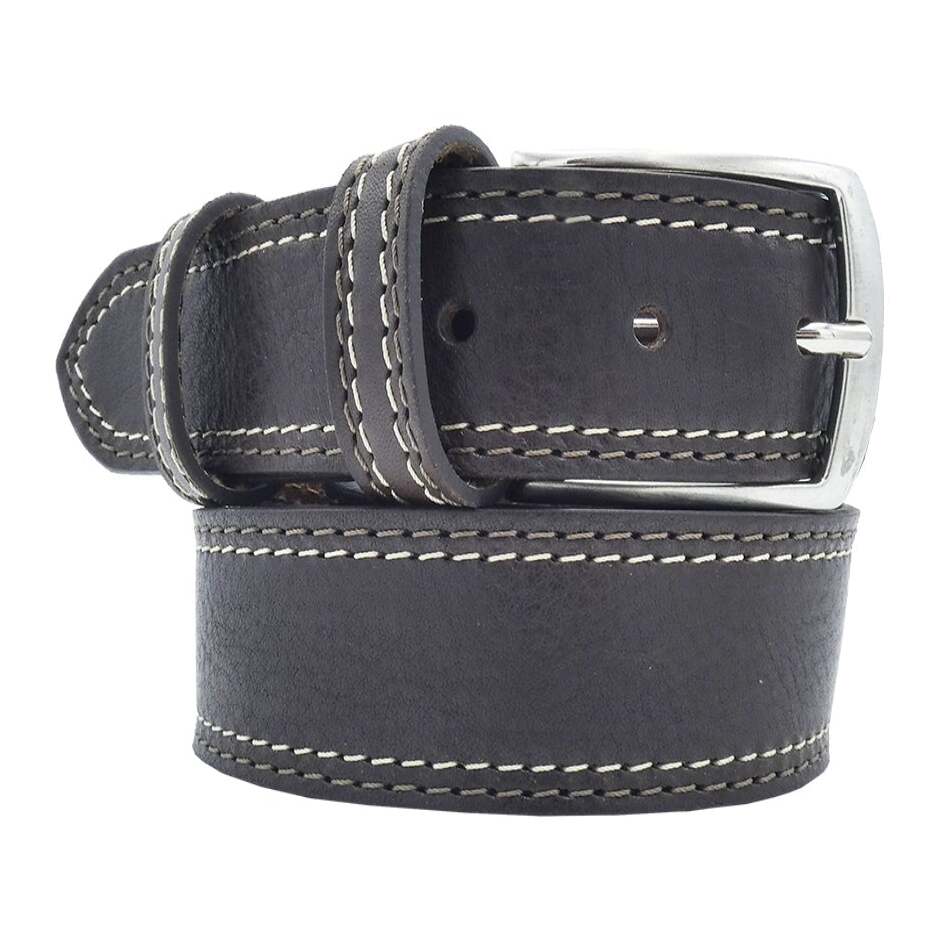 Cintura in cuoio Positano da 3.5cm con doppia cucitura e fibbia artigianale Made in Italy