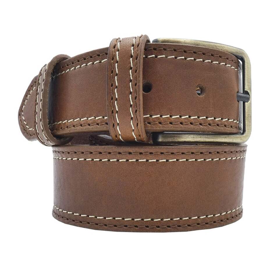 Cintura in cuoio Positano da 3.5cm con doppia cucitura e fibbia artigianale Made in Italy