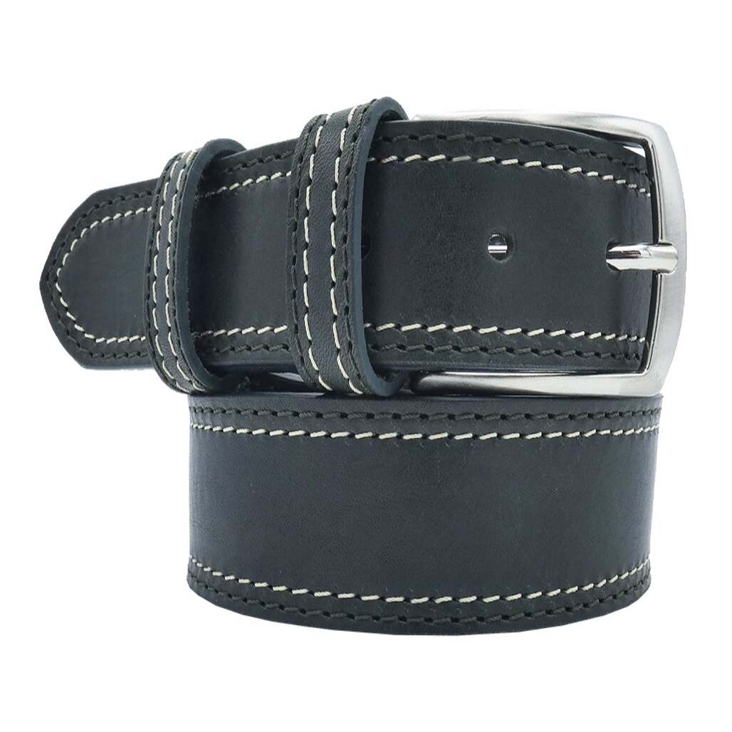 Cintura in cuoio Positano da 3.5cm con doppia cucitura e fibbia artigianale Made in Italy