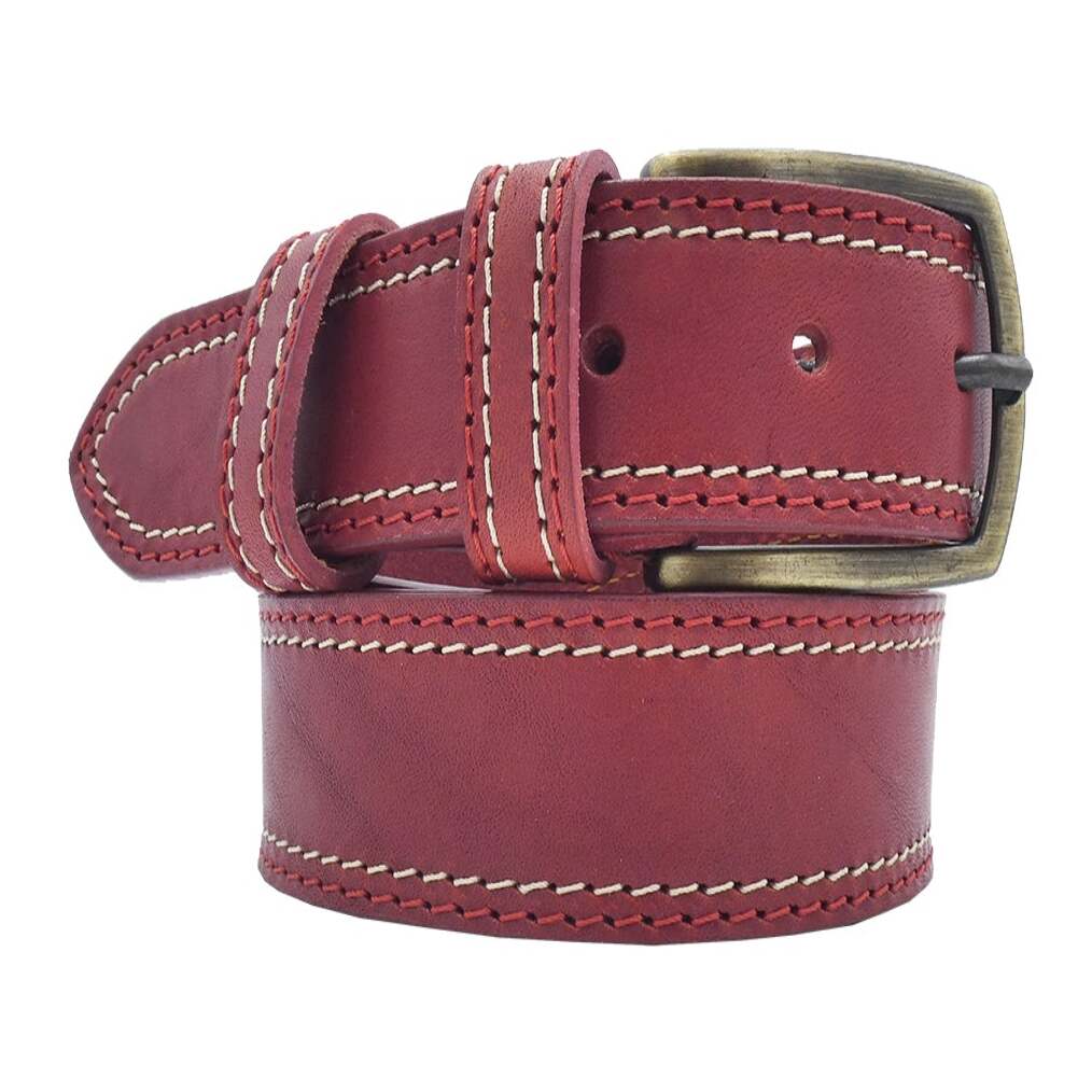 Cintura in cuoio Positano da 3.5cm con doppia cucitura e fibbia artigianale Made in Italy