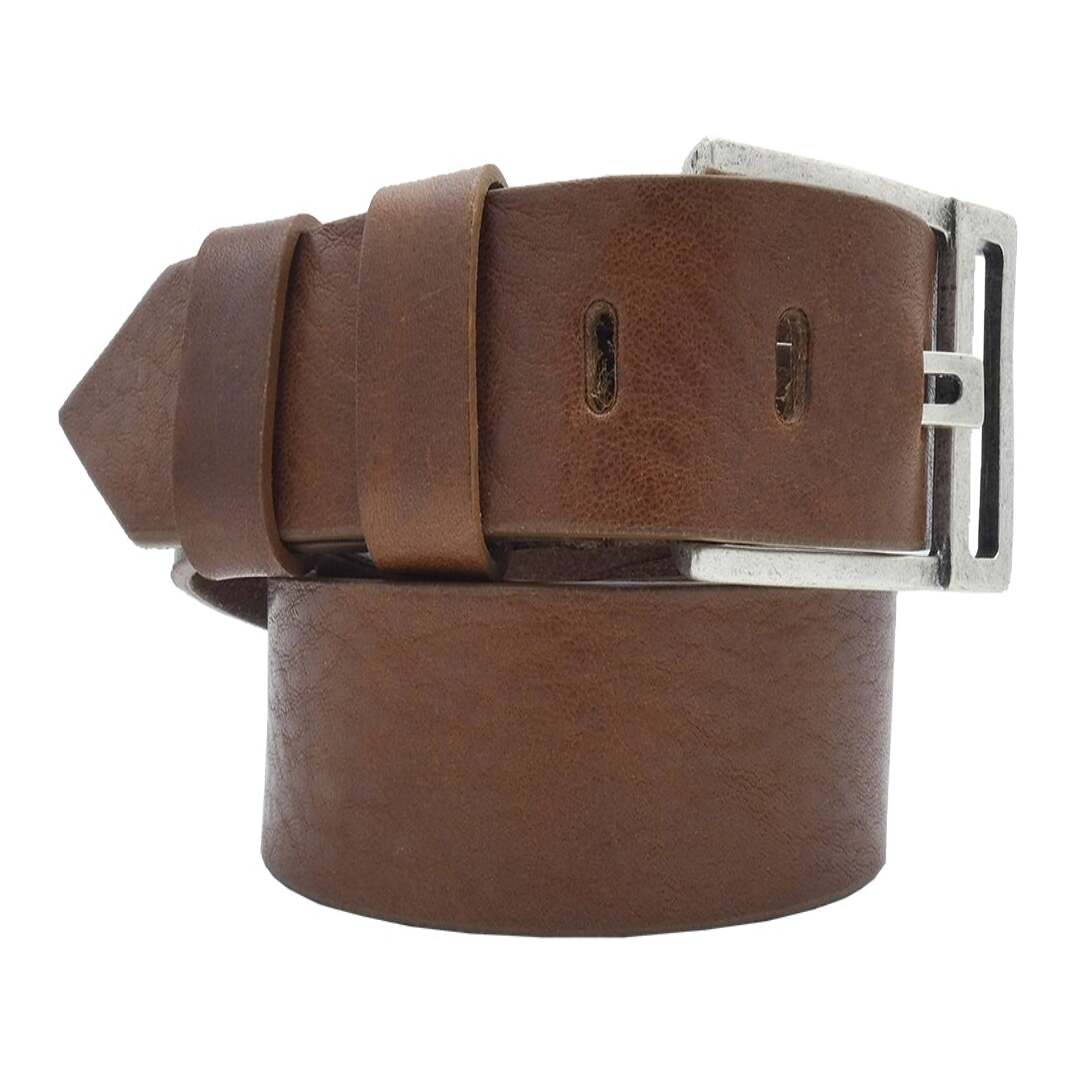 Cintura in cuoio Rinascimento da 3.5cm con fibbia artigianale zama argento antico